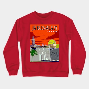 Jerusalem Israel Western Wall with The Dome Tourism Print Crewneck Sweatshirt